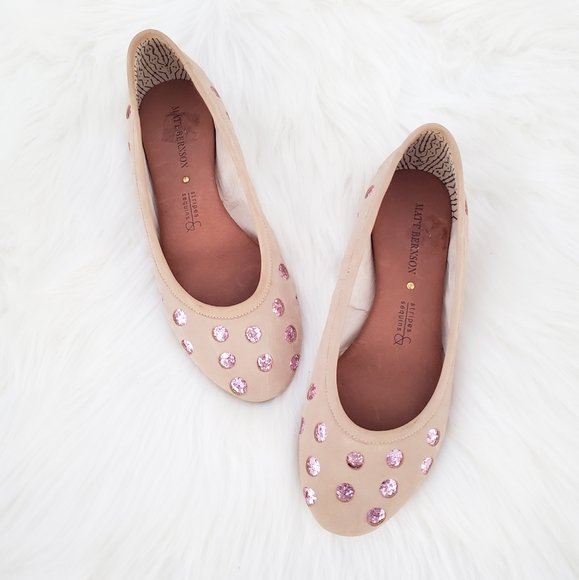 Matt Bernson Shoes - New Matt Bernson Nude Pink Glitter Polkadot Flats7